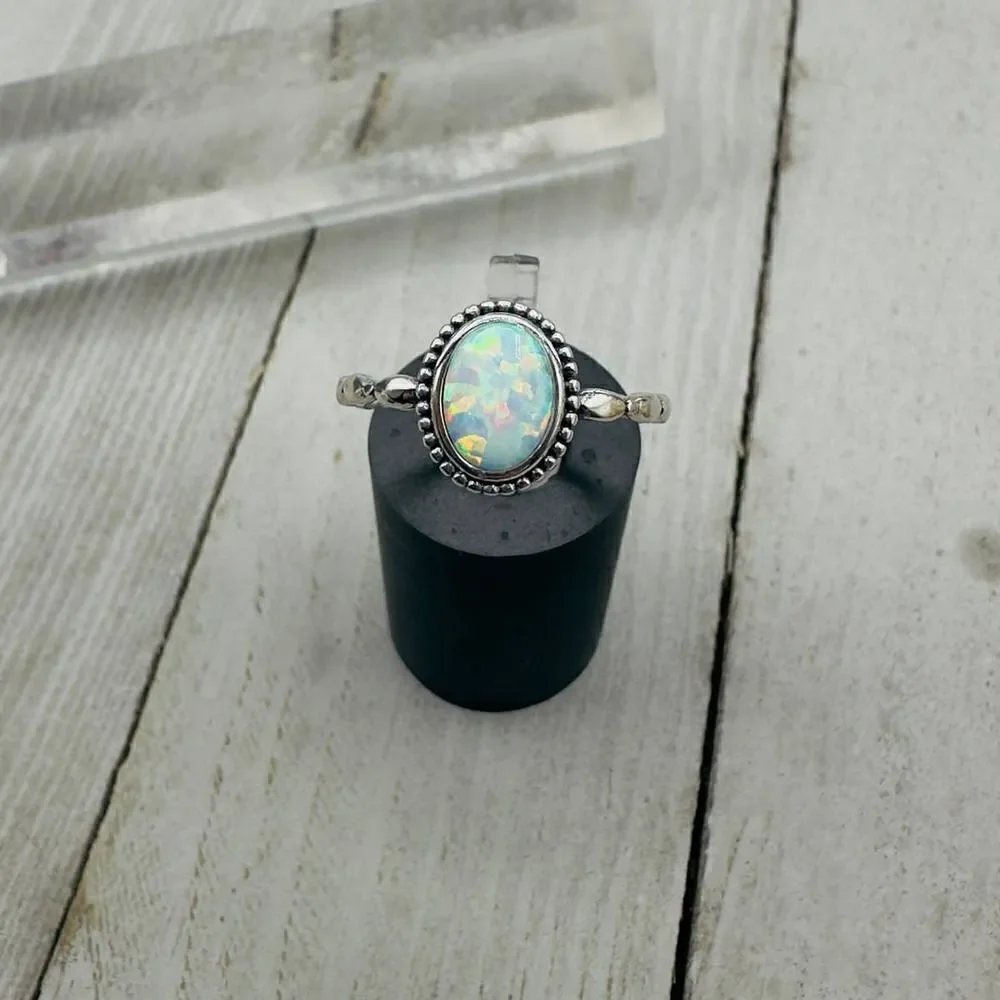 Lab Opal Sterling Silver Ring
